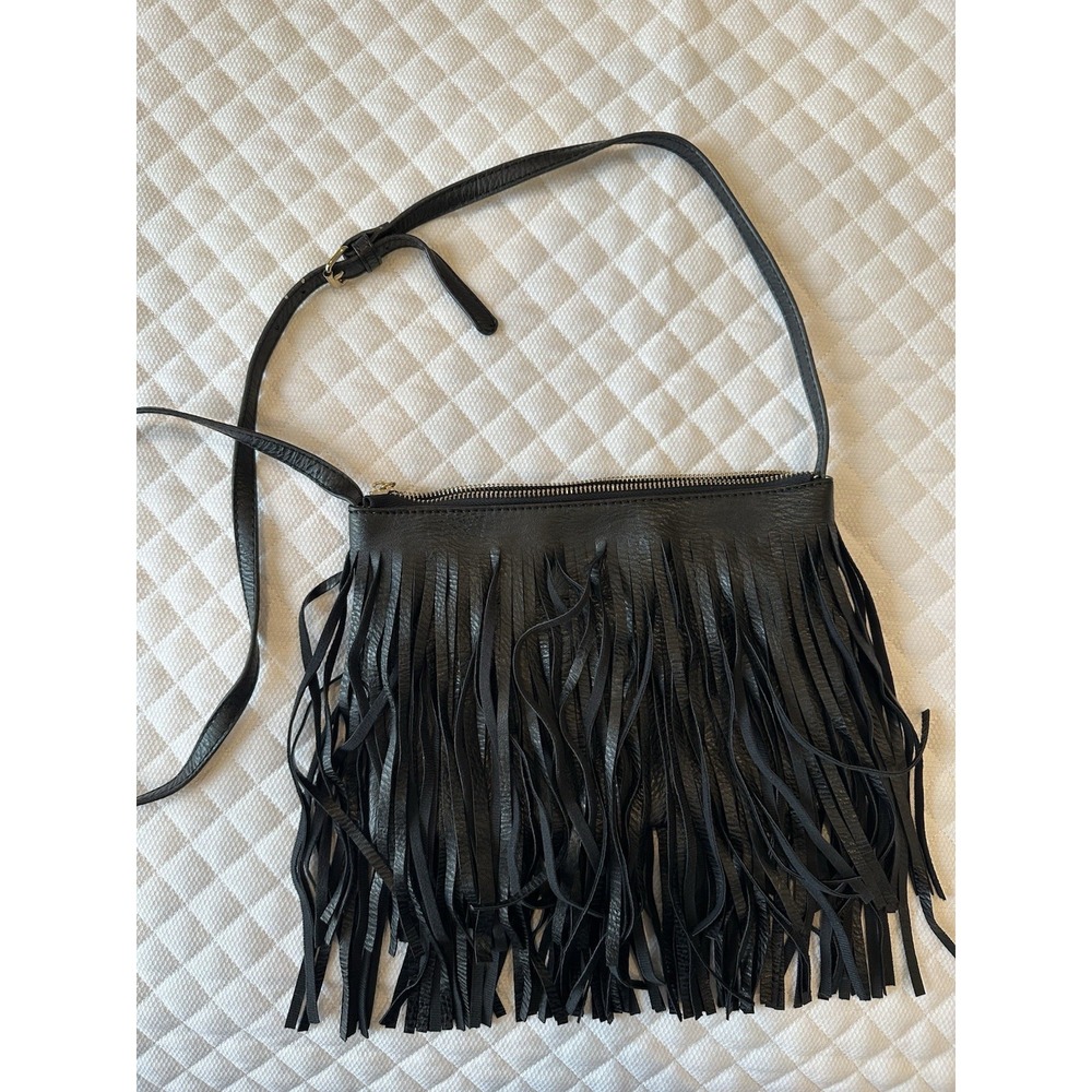 Women's Black Fringe Crossbody With Adjustable Strap Western Boho Festival